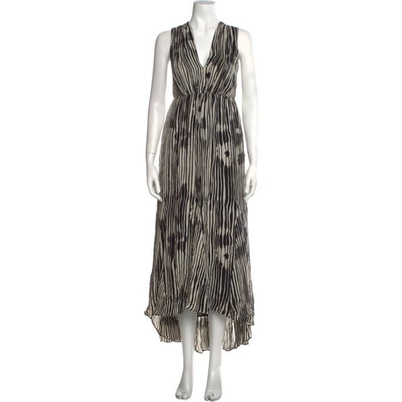 Alice + Olivia Lexa V Neck Ruched Silk Long Maxi Cutout Dress 0 #7993 - Picture 4 of 9
